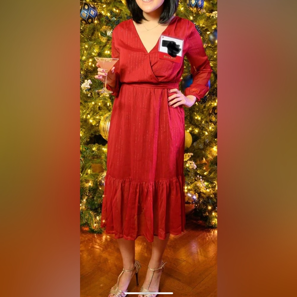 J. Crew Point Sur brand red midi dress